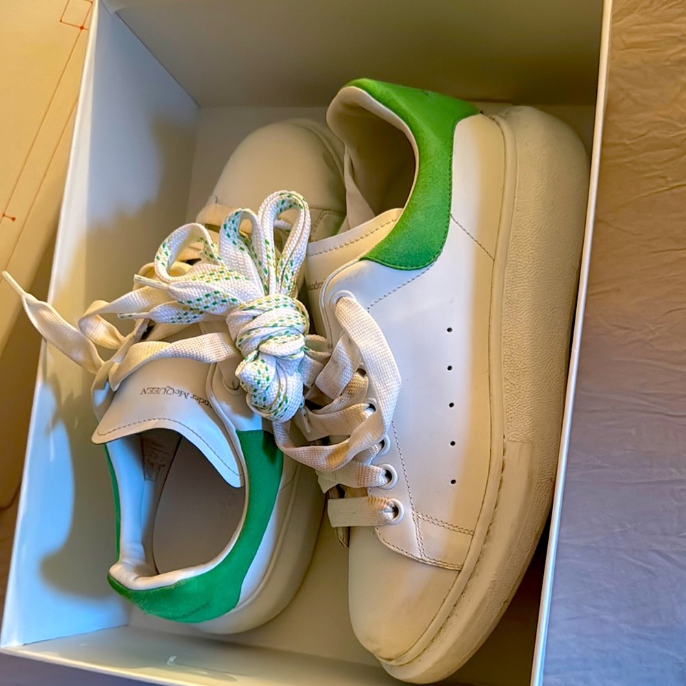 Alexander McQueen White and Green Sneakers